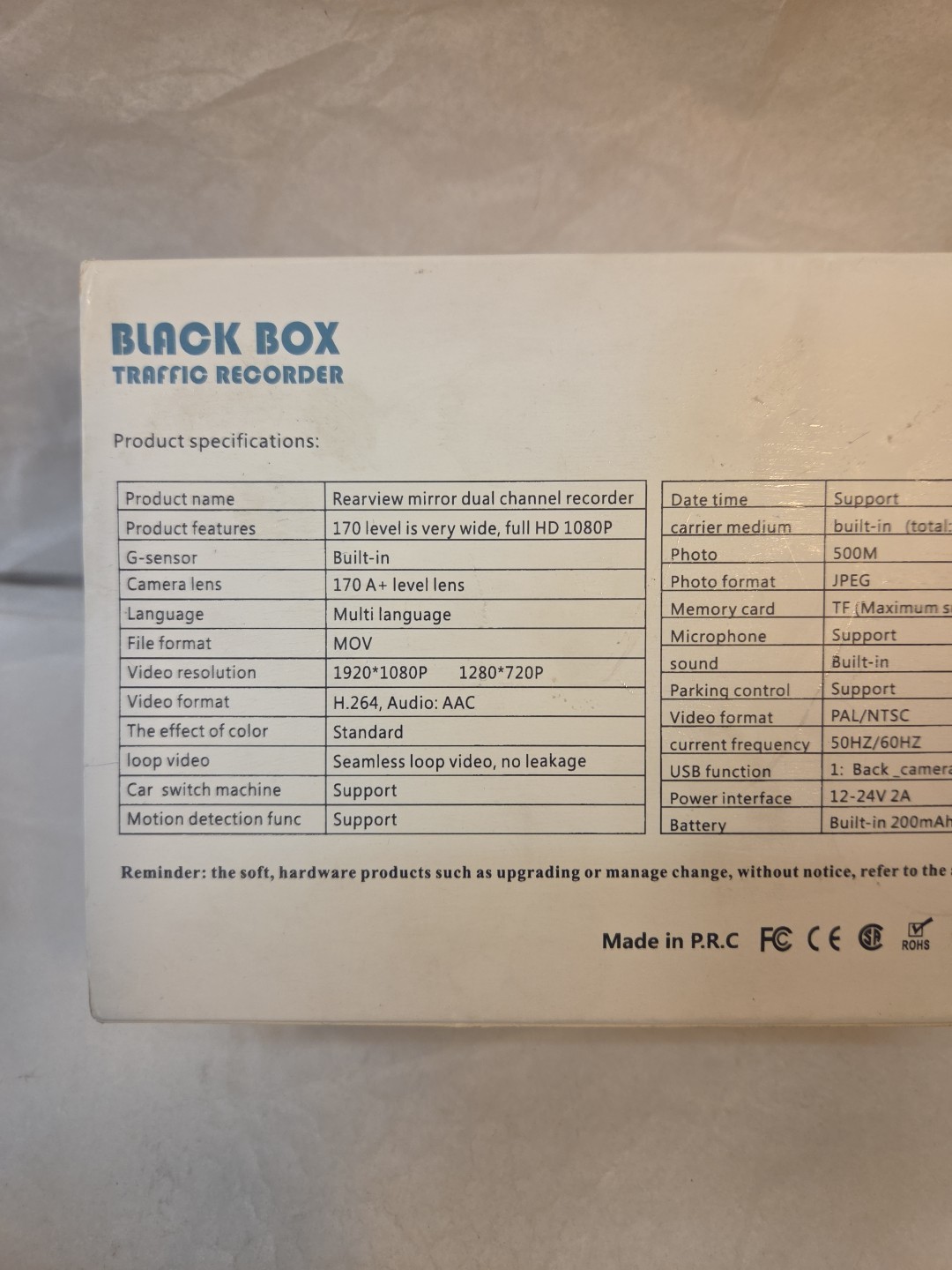 Black Box Traffic Recorder Car Dash Cam HD 1080 P