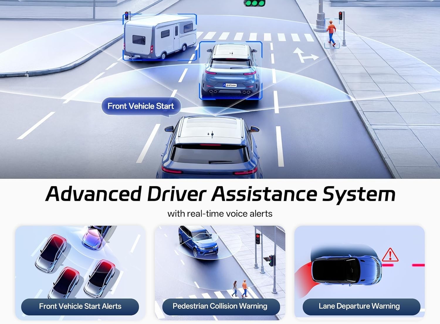 Voice-Controlled P12 Pro 4K Dash Cam – Front & Rear HD, 12″ Touch, GPS & Safety