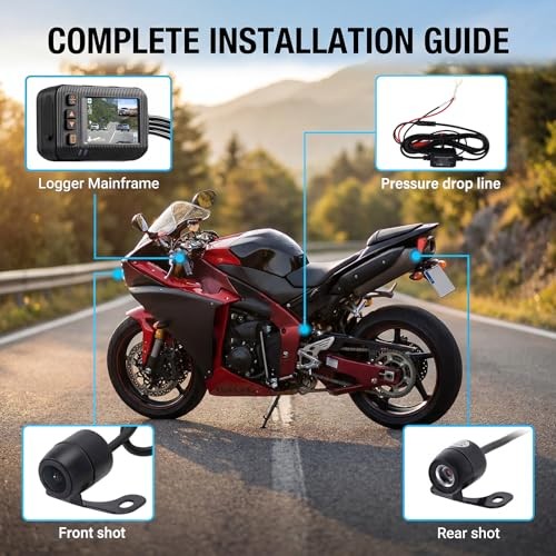 Motorcycle Dash Cam Front and Rear Dual Lens, IP67 Waterproof HD DVR with HDR,