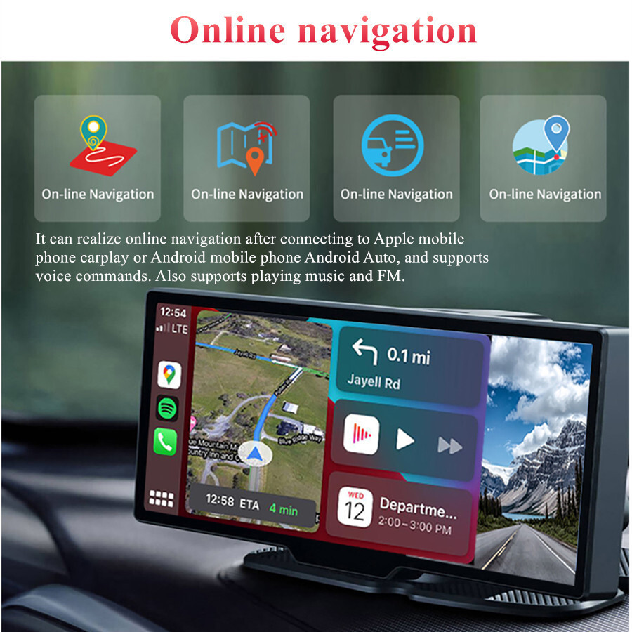 Car Dash Cam 4K Dashboard DVR Video Recorder For Carplay APP Control Bluetooth