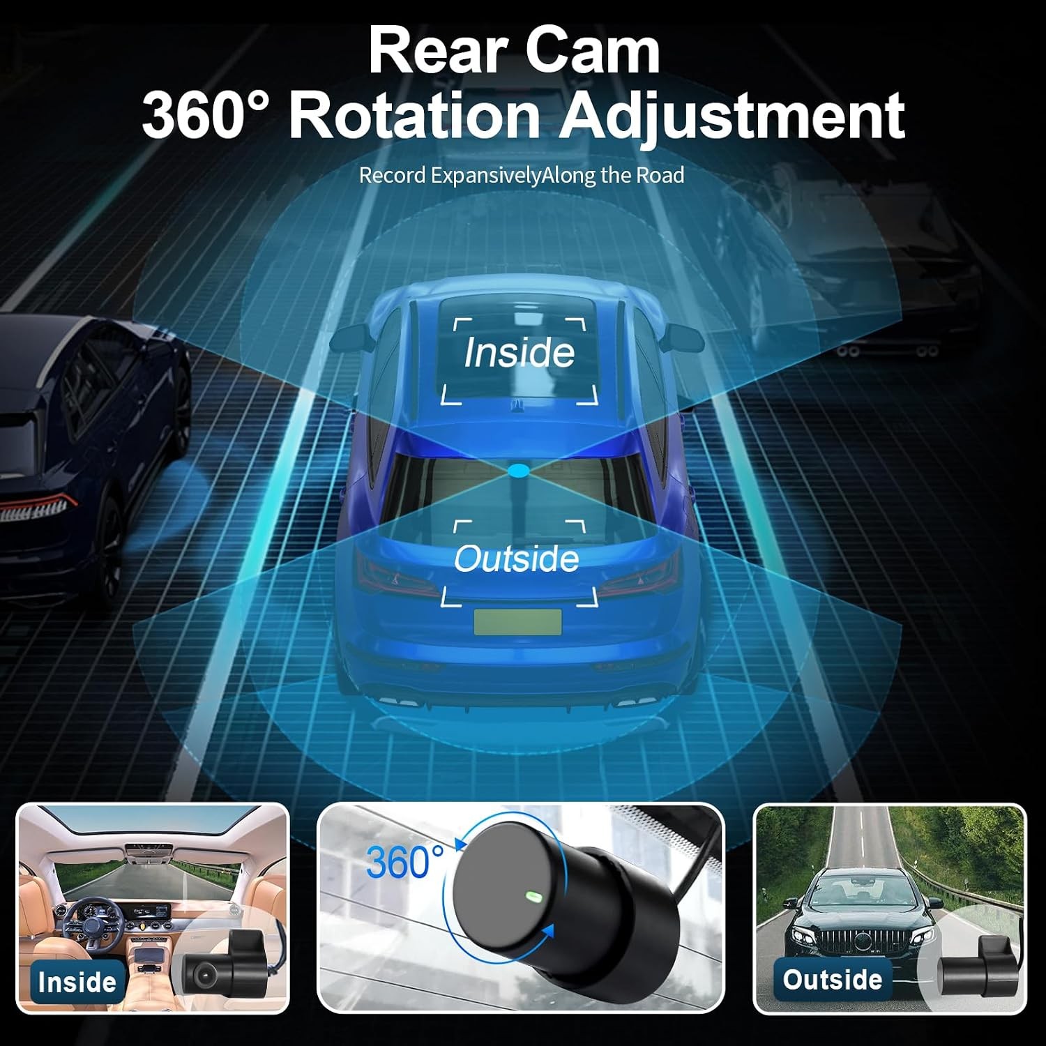 4K+1080P Rear HDR Dash Cam for Audi A4 A6 Allroad A3 A5 A6 Q5 A8 S8 A7 S5 Q3 GPS