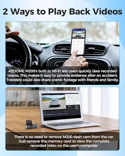 AZDOME 1080P M200 Dash Cam WiFi Night Vision G-Sensor Collision Detection
