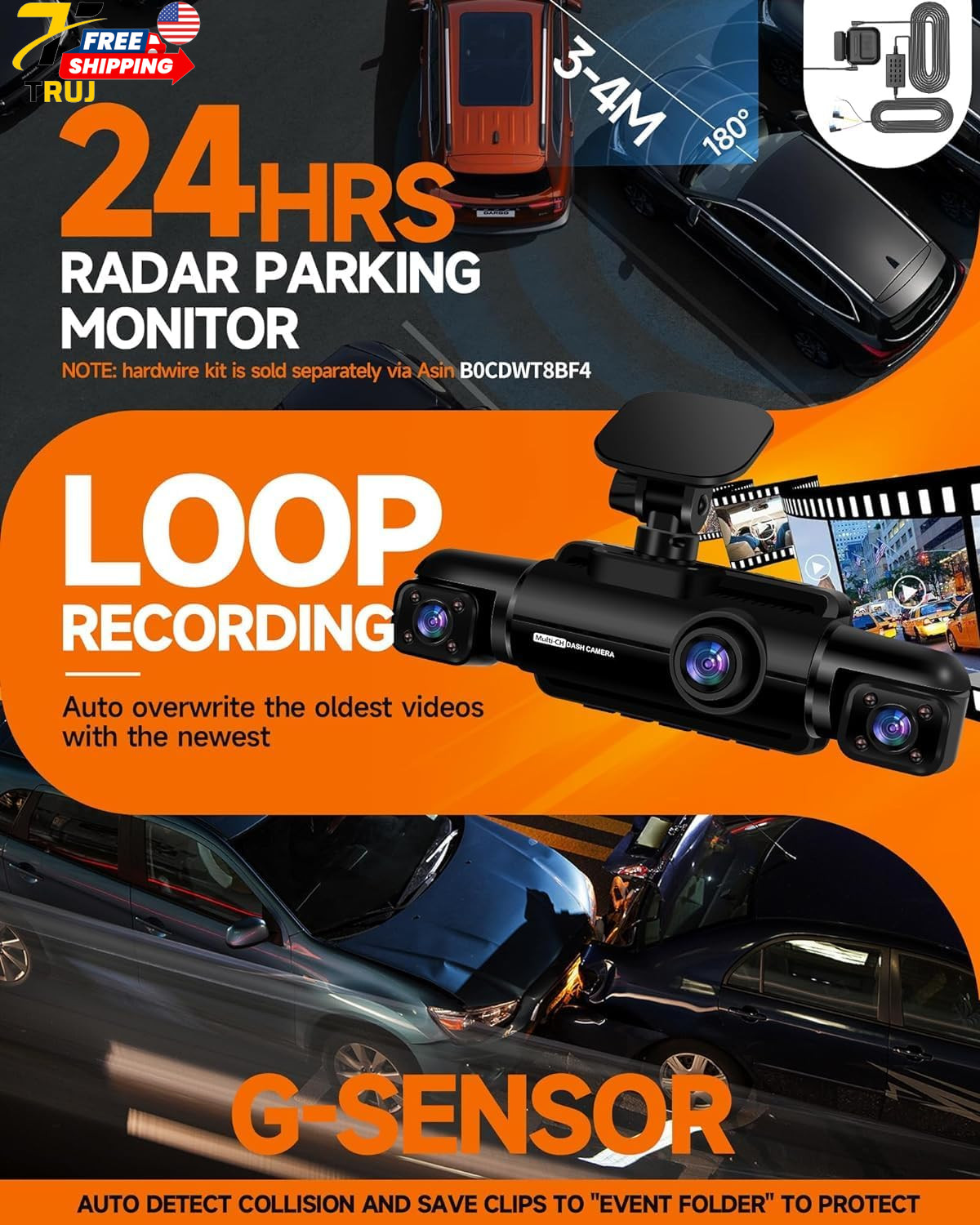 Mejor Camara De Seguridad FHD 1080P Para Carros De 360° Cámara De 4 Canales
