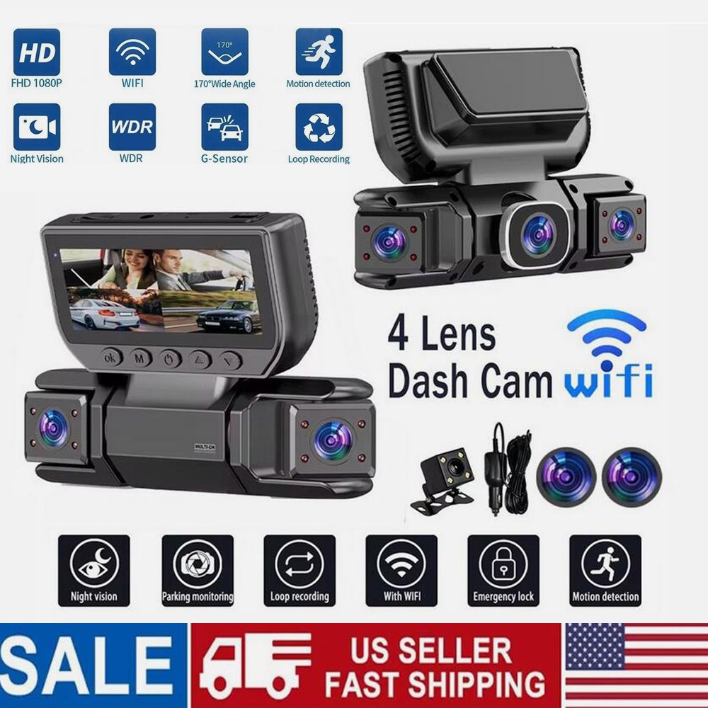 Dashcam Front and Rear Camera System,Rechargeable 360 1080P Dash Cam GN