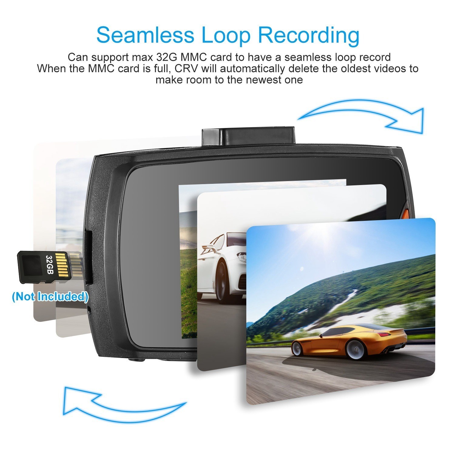 1080P HD Car Dash Cam 2.2″ LCD Night Vision 6-IR Lights Loop Recording G-Senso