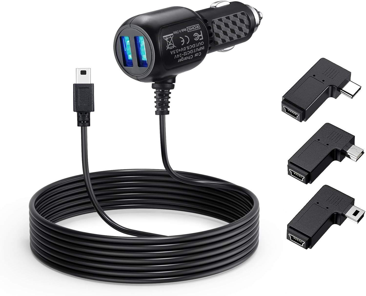 Mini USB Dash Cam Power Cord for Rove R2-4K, Car Charger for Rexing Camera | for