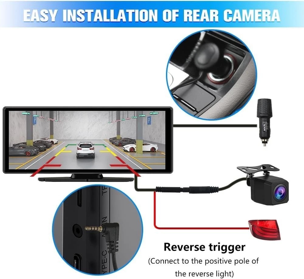 Portable Wireless CarPlay Screen for Car with 4K Dash Cam+1080P Backup Camera…