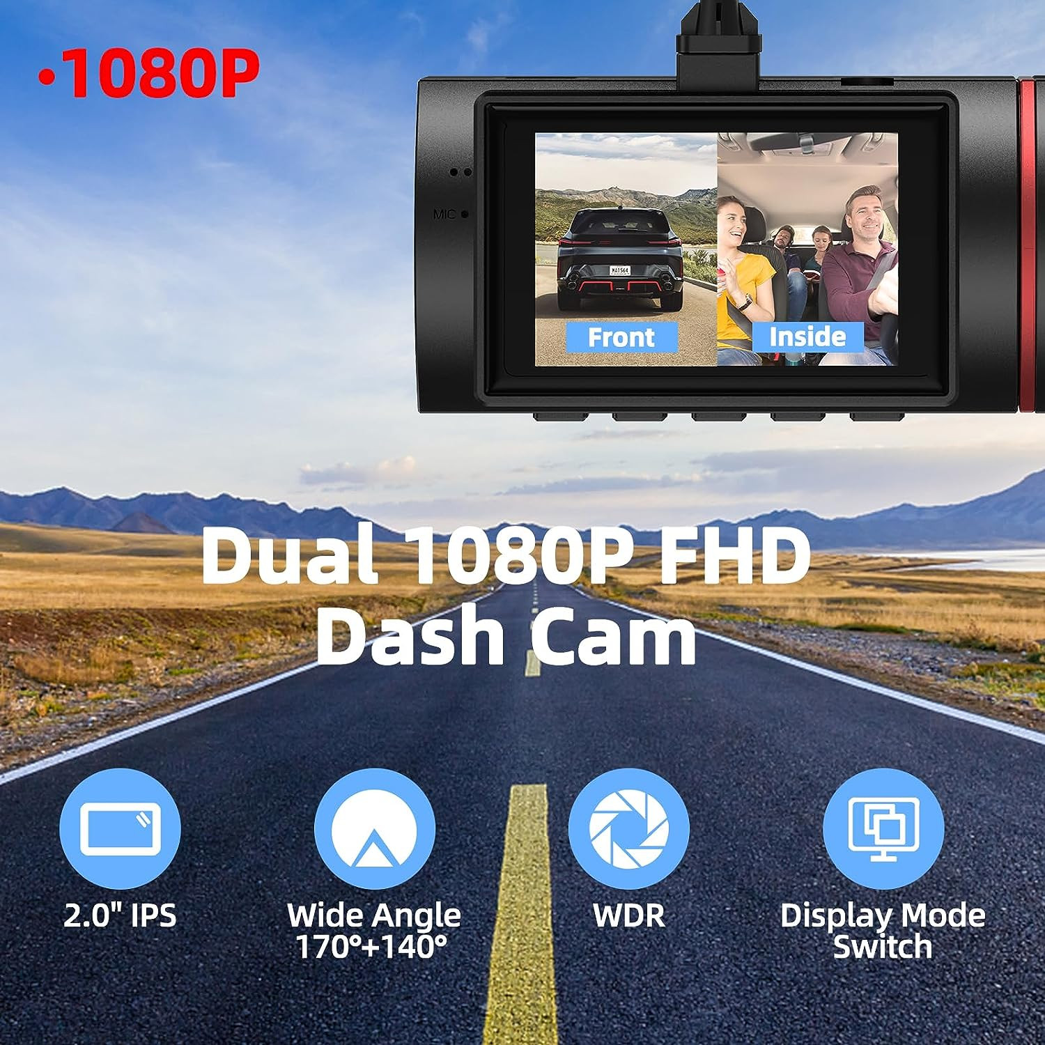 Dual Dash Cam Front and Inside 080P Dash Camera for Cars with Night Vision