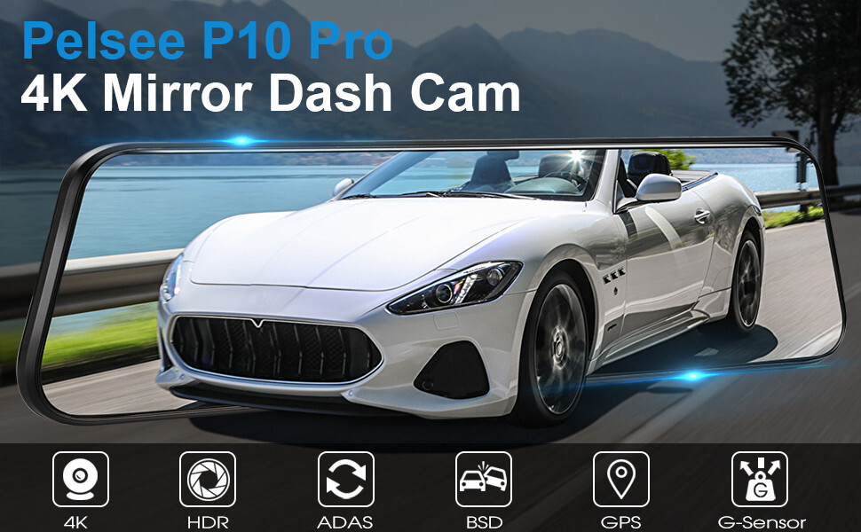 Park Monitor 10″ 4K Rear View Mirror Camera Smart Driving Assistant Night Vision