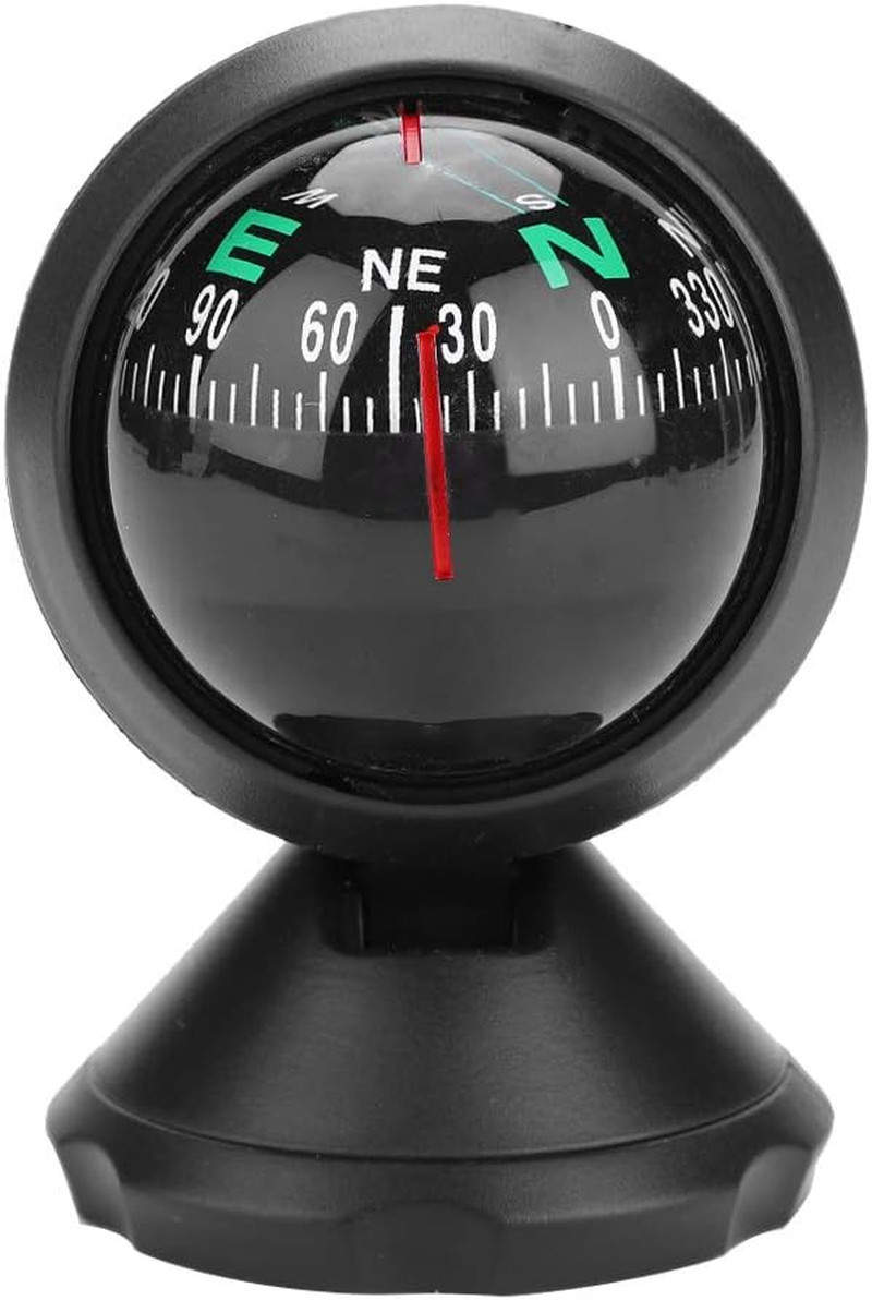 Black Adjustable Ball Night Vision Compass Boat Dash Mount, Adjustable Dash Car