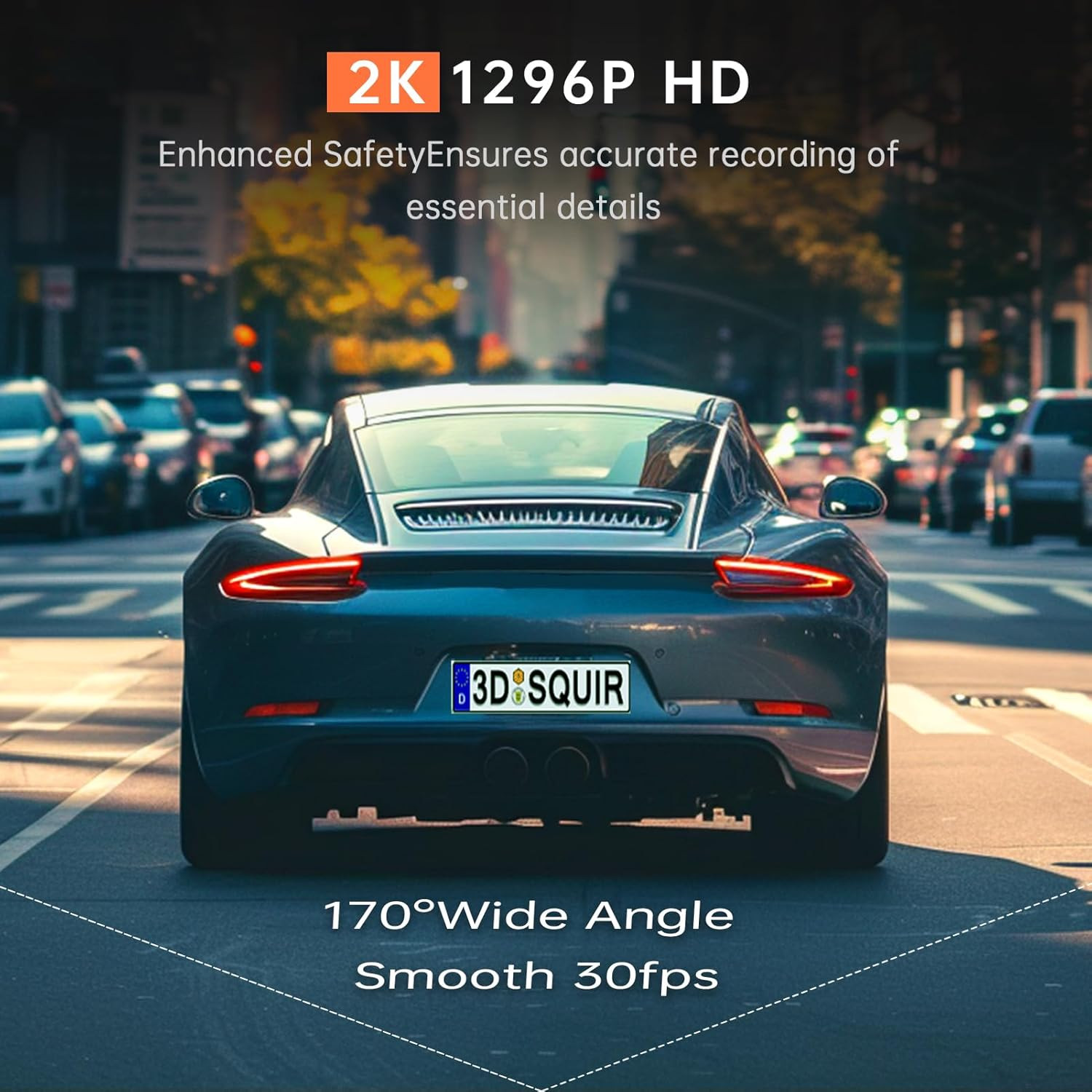 Dash Cam 1296P Front Dashcam, V300 Wifi Dash Camera for Cars with App, Night Vis
