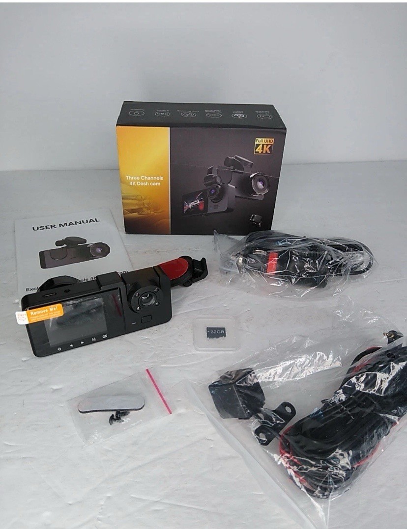 Three-Channel 4K Dash Cam – Front, Interior & Rear Camer