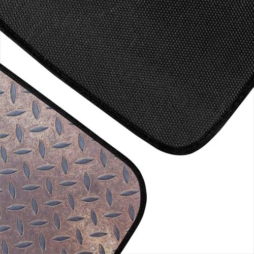Rusty Steel Plate Texture Car Floor Mats Grunge Steel Grating Print Brown Beige
