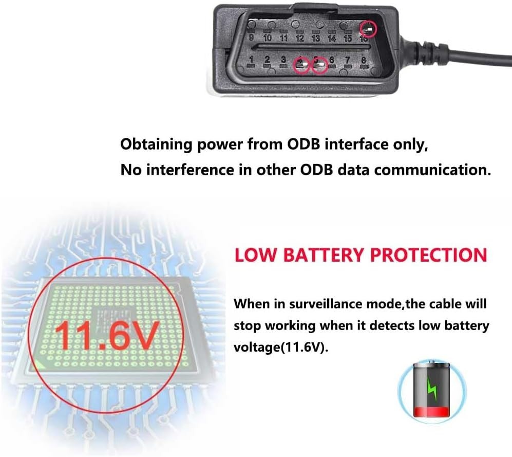 24/7 Dash Camera Power Supply – OBD Type-C Cable with Mode Switch Functionality