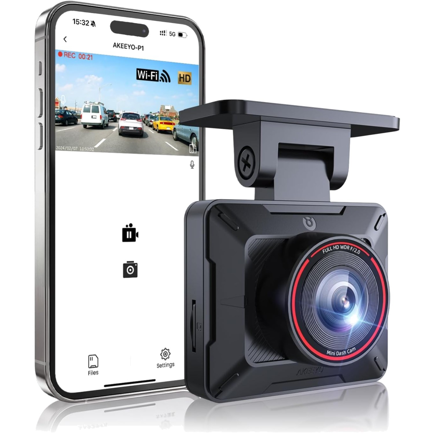 Mini Dash Cam Car Camera Full HD Compact Night Vision Loop WiFi App Control