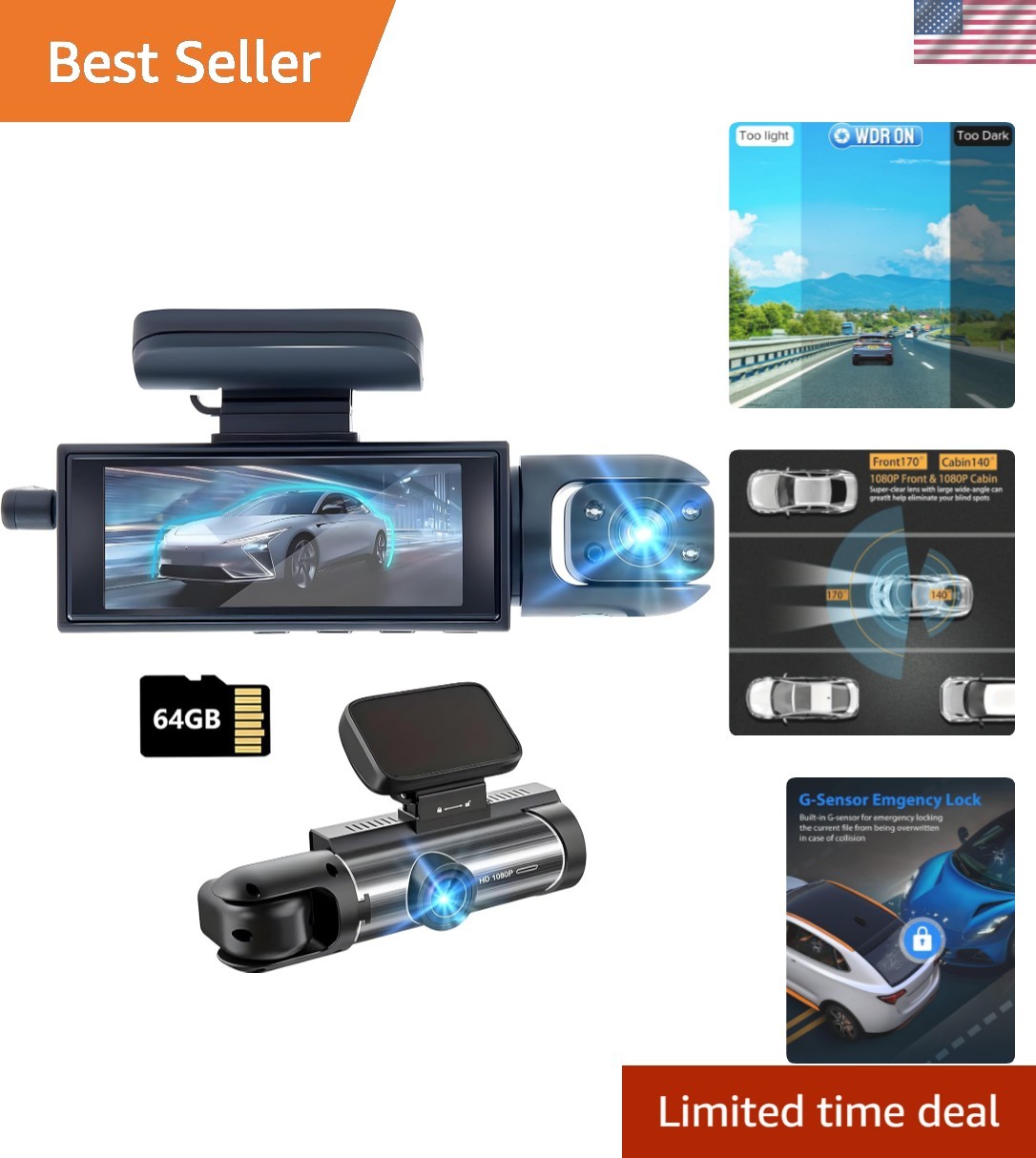24-Hour Parking Protection Dash Cam – Dual Lens, Easy Install with Night Vision