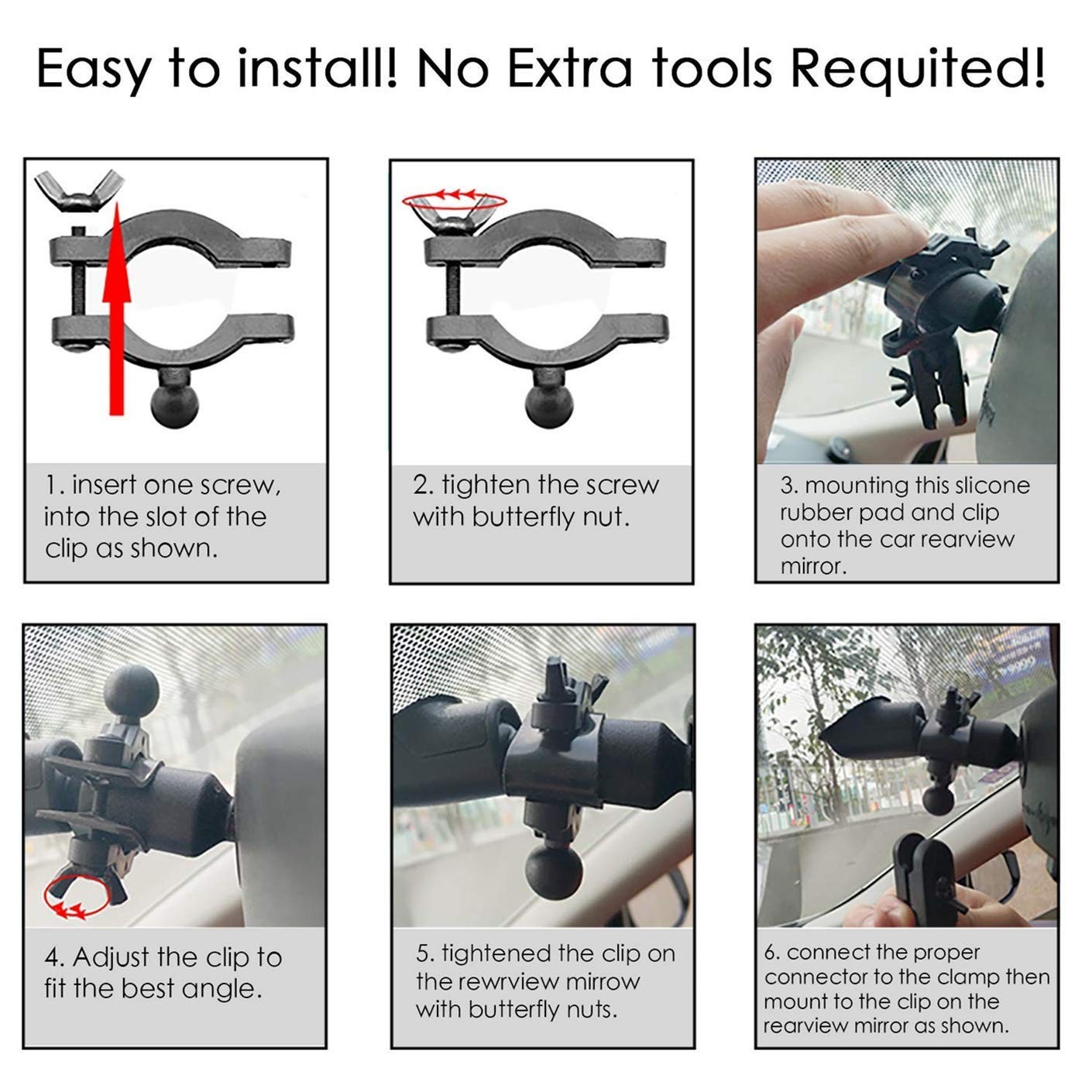 Universal Dash Cam Mount Rear View Mirror Holder with 16 Different Joints Compat