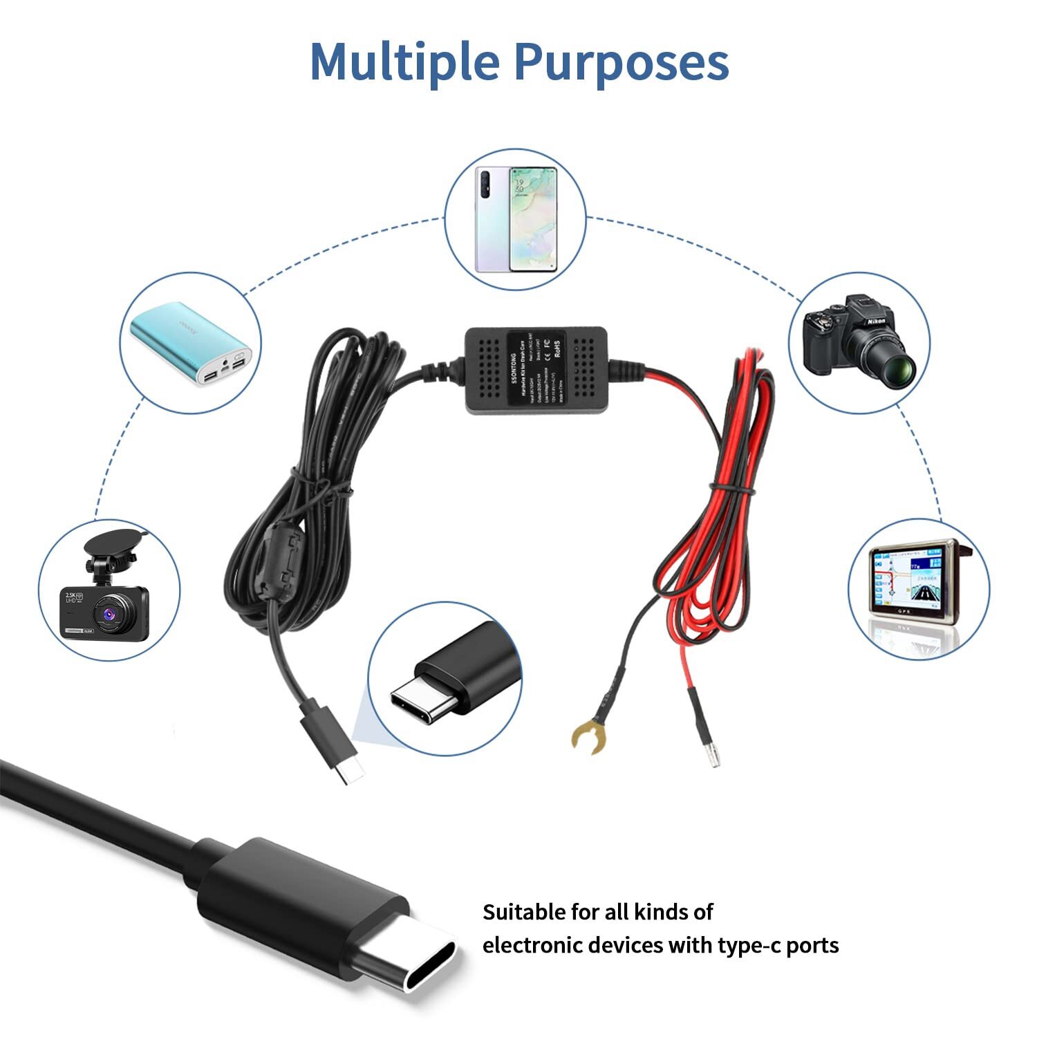 Upgraded Dash Cam Hardwire Kit with Low Voltage Protection for Vehicle Safety