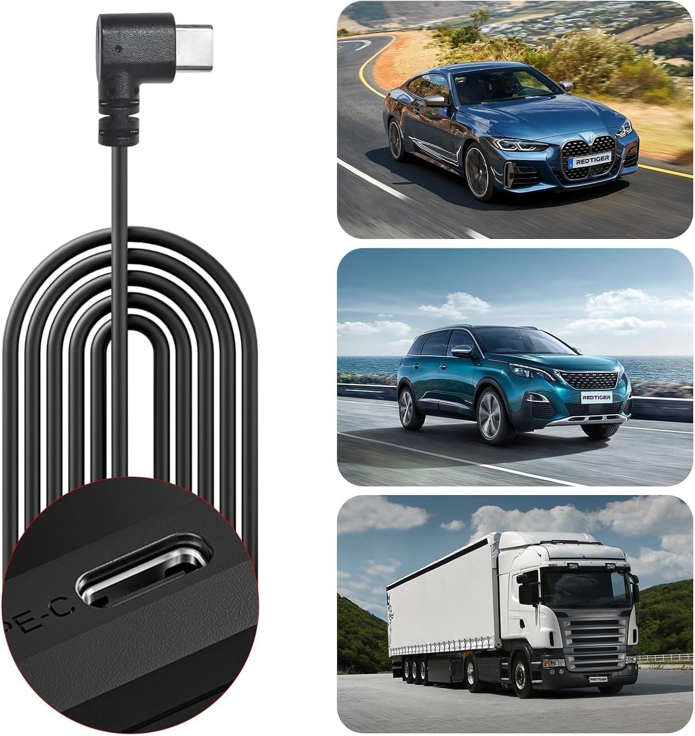 Dash Cam Multi-Size Hardwire Kit With Dual Indicator Light, USB C Power Port,