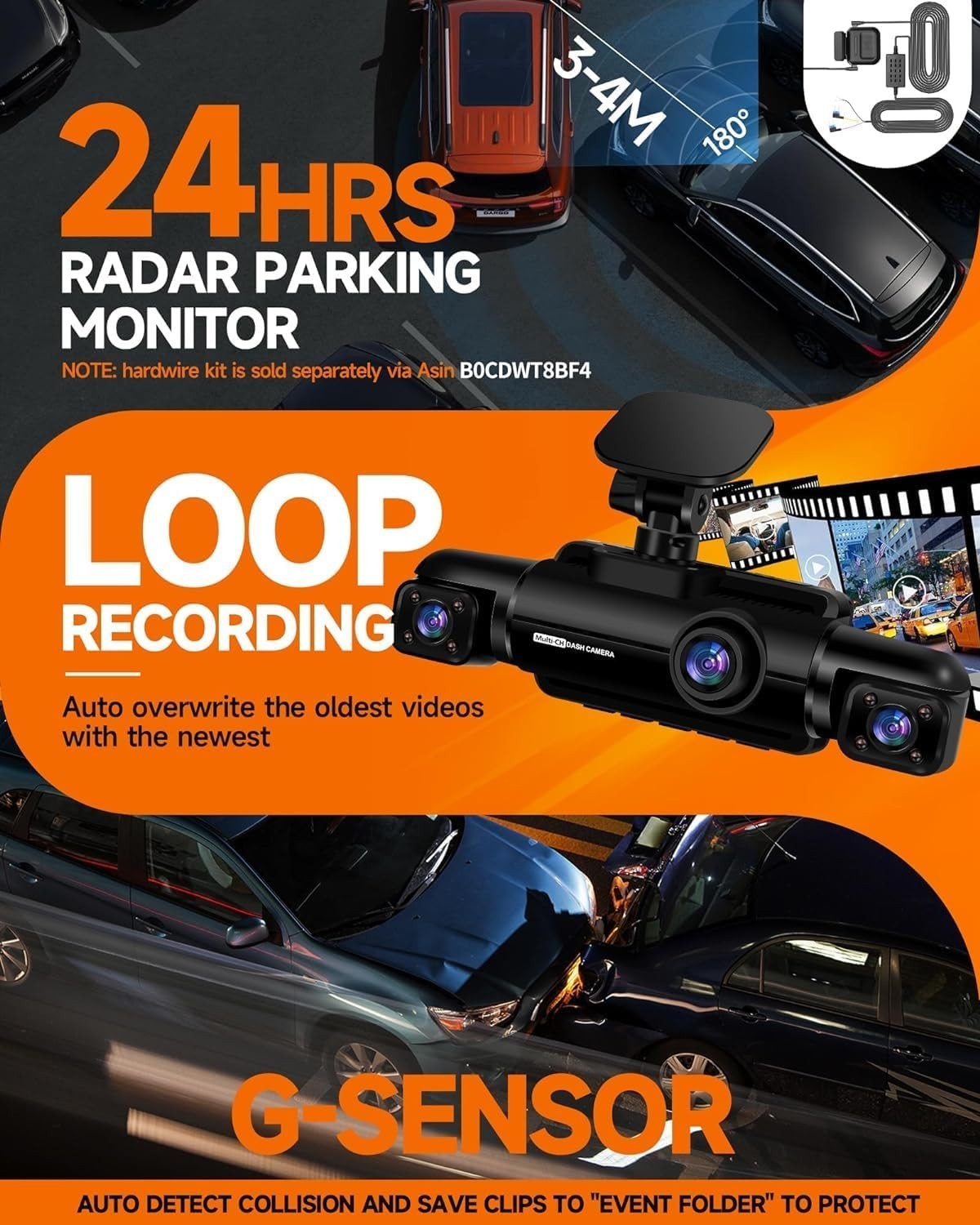 Mejor Camara De Seguridad FHD 1080P Para Carros De 360° Cámara De 4 Canales