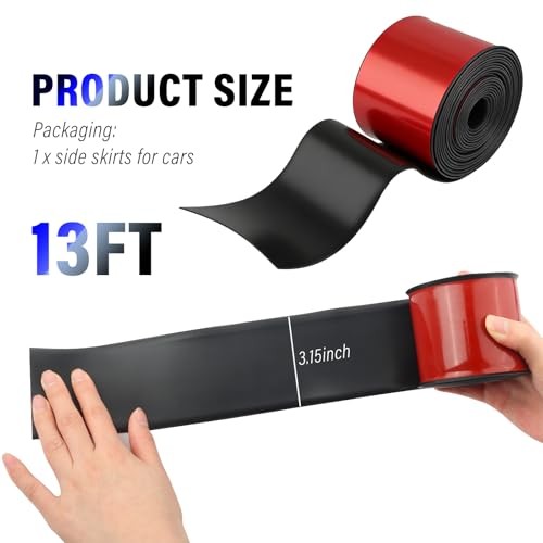13Ft x 3.15In Side Skirts for Cars Protector,Flexible Rubber Bumper Guard for