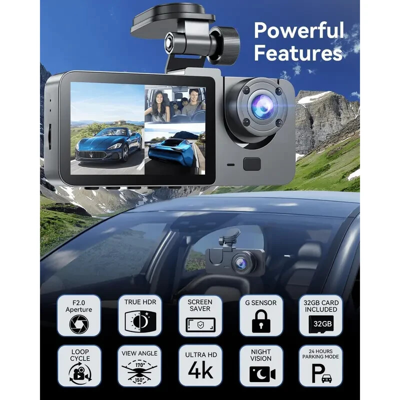 Full HD Car Driving Recorder, Car Camera With Infrared Night Vision, Loop Record