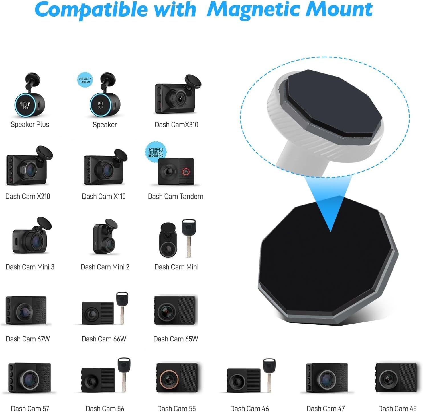 4 Pcs Metal Adhesive Replacement for Garmin Magnetic Dash Cam Mounts