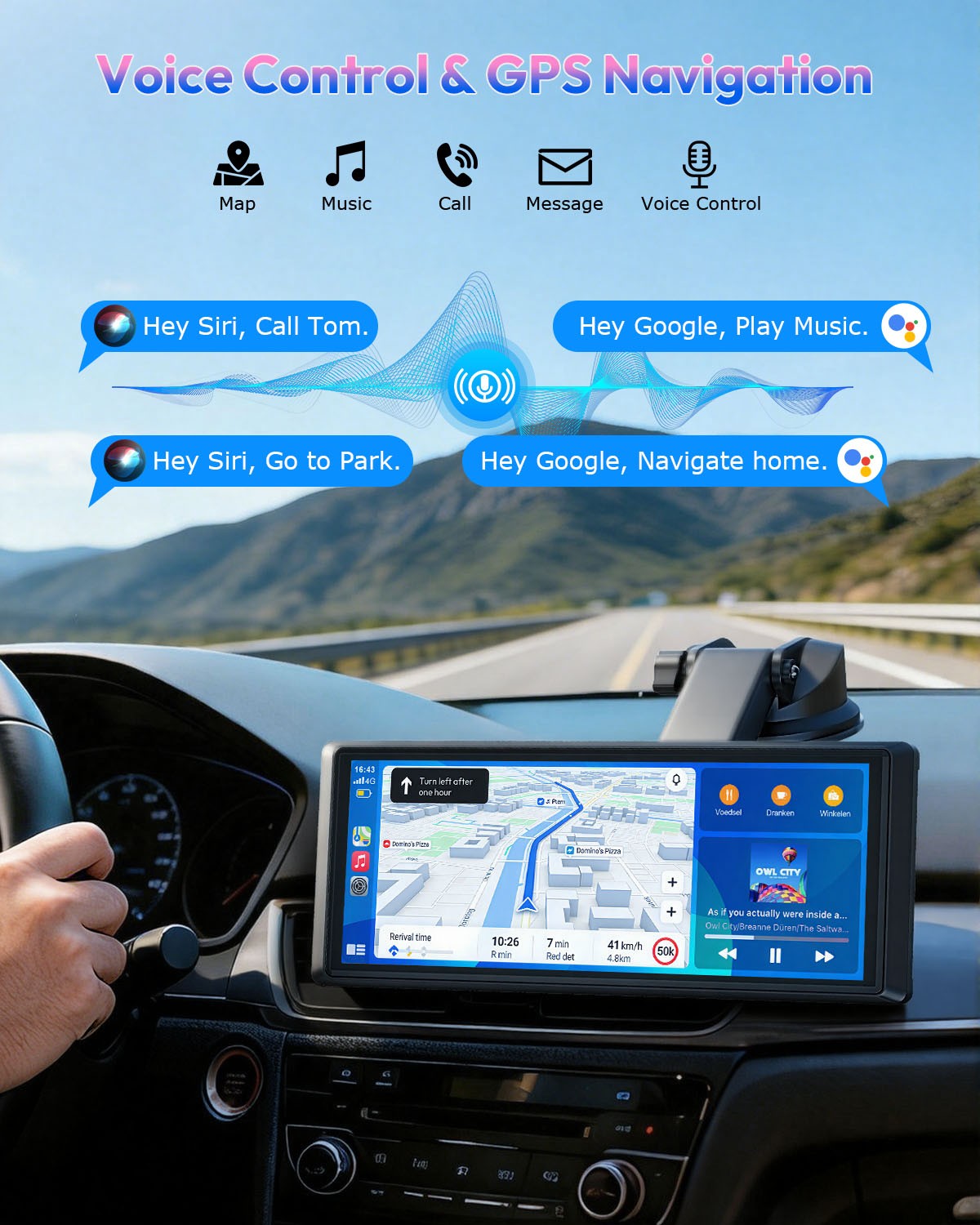 2026 Wireless Carplay Android Auto Screen for Car 10″ IPS Portable Touch Screen
