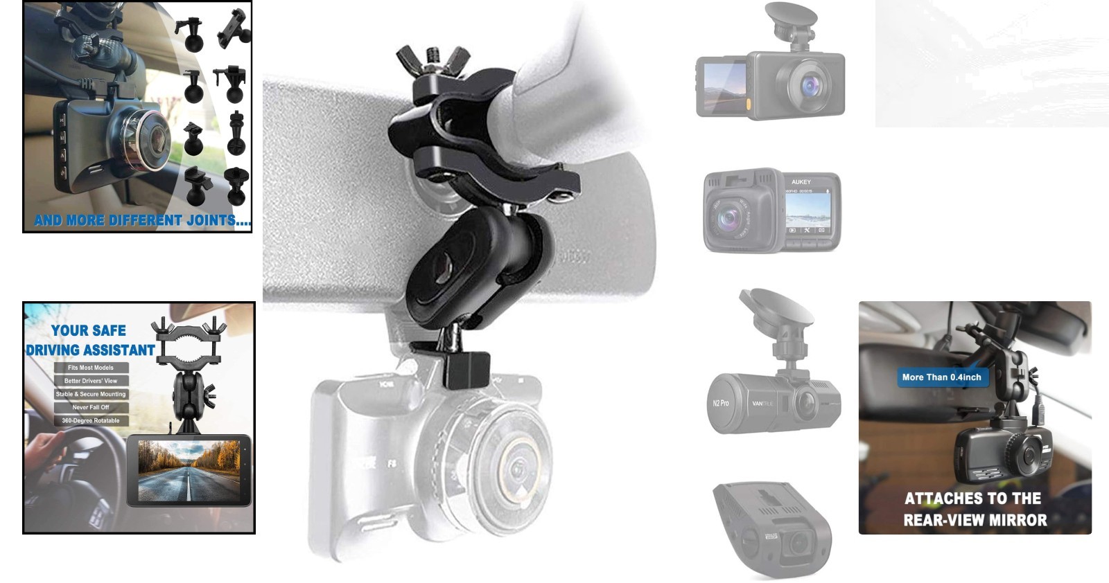 Universal Adjustable Dash Cam Mount with 360-Degree Rotation for Safe Driving