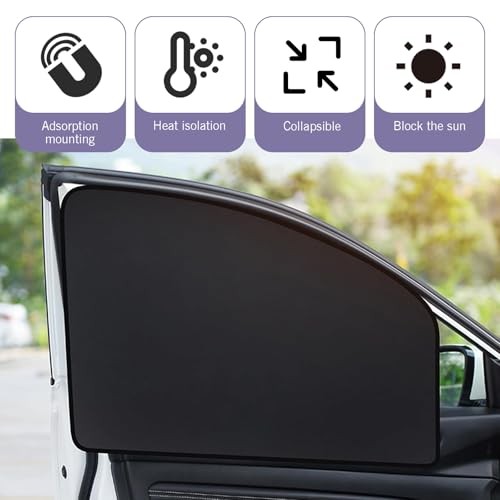 4 PCS Car Full Blackout Design Side Window Sun Visor, 24.41″ x 18.9″ x 12.99″