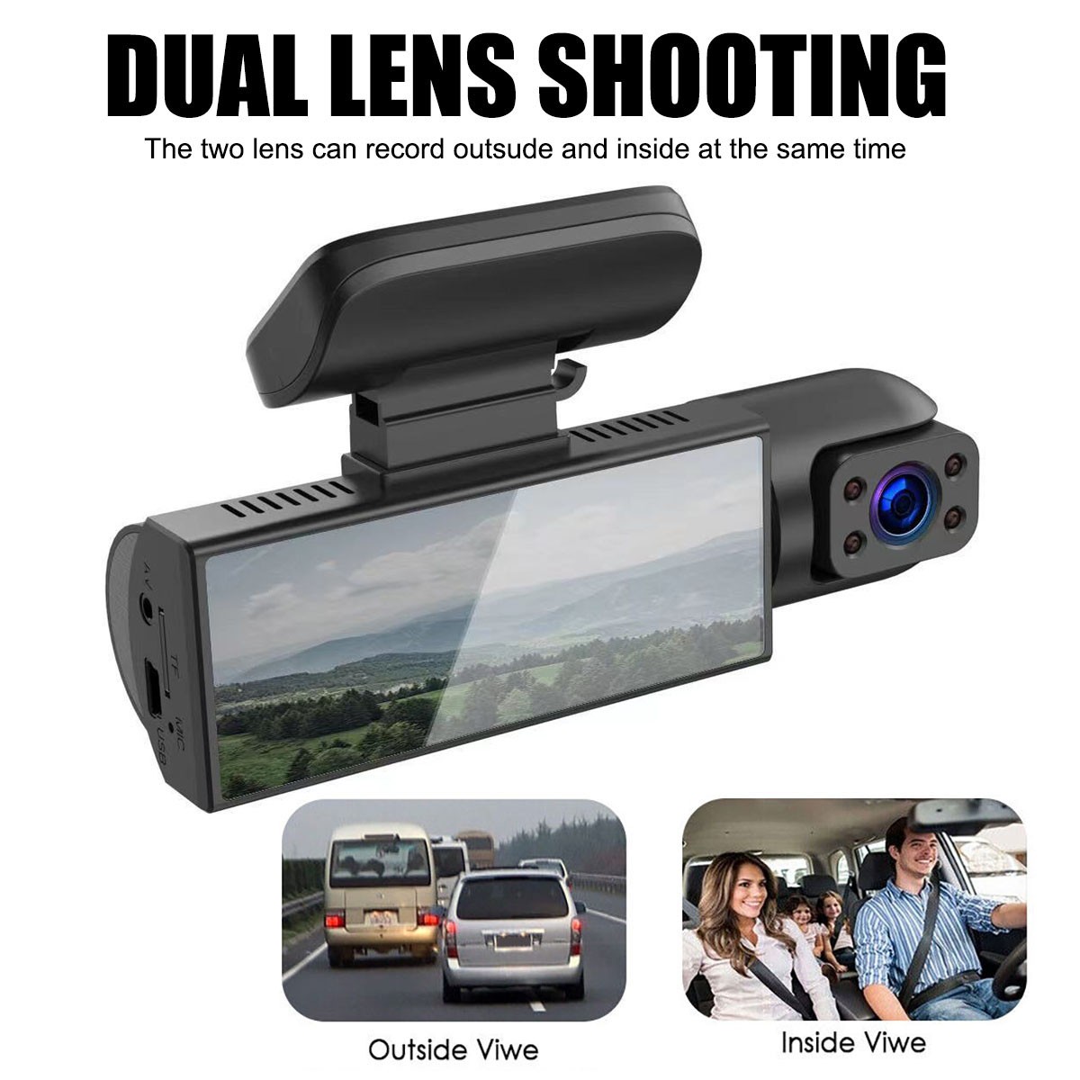 Dash Cam HD 1080P Car Dual Lens Front//Inside Video Recorder Camera G-sensor 32G