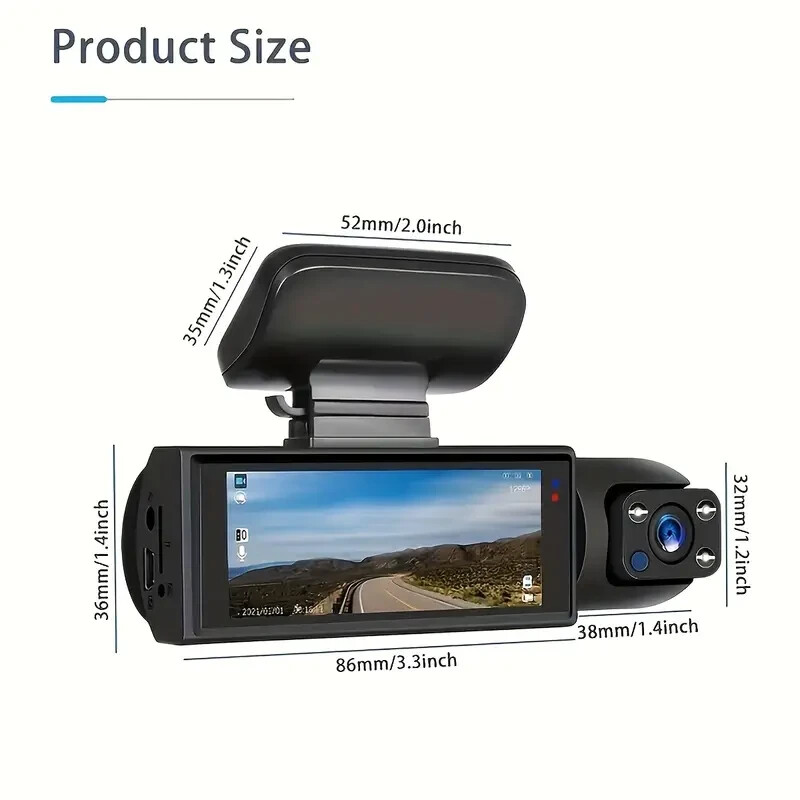 1080P Dual Camera Dash Cam For Cars With IR Night Vision, Loop Recording, And Wi