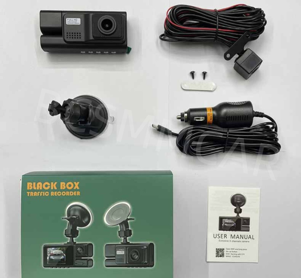 Wifi Car DVR Dual Lens Dash Cam Front/Rear/Inside Video Recorder Camera G-sensor