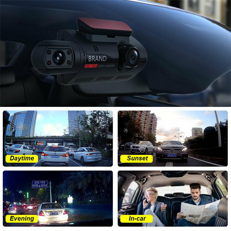 3 in Dash Cam Car DVR Front & Inside Camera Night Vision Parking Monitoring