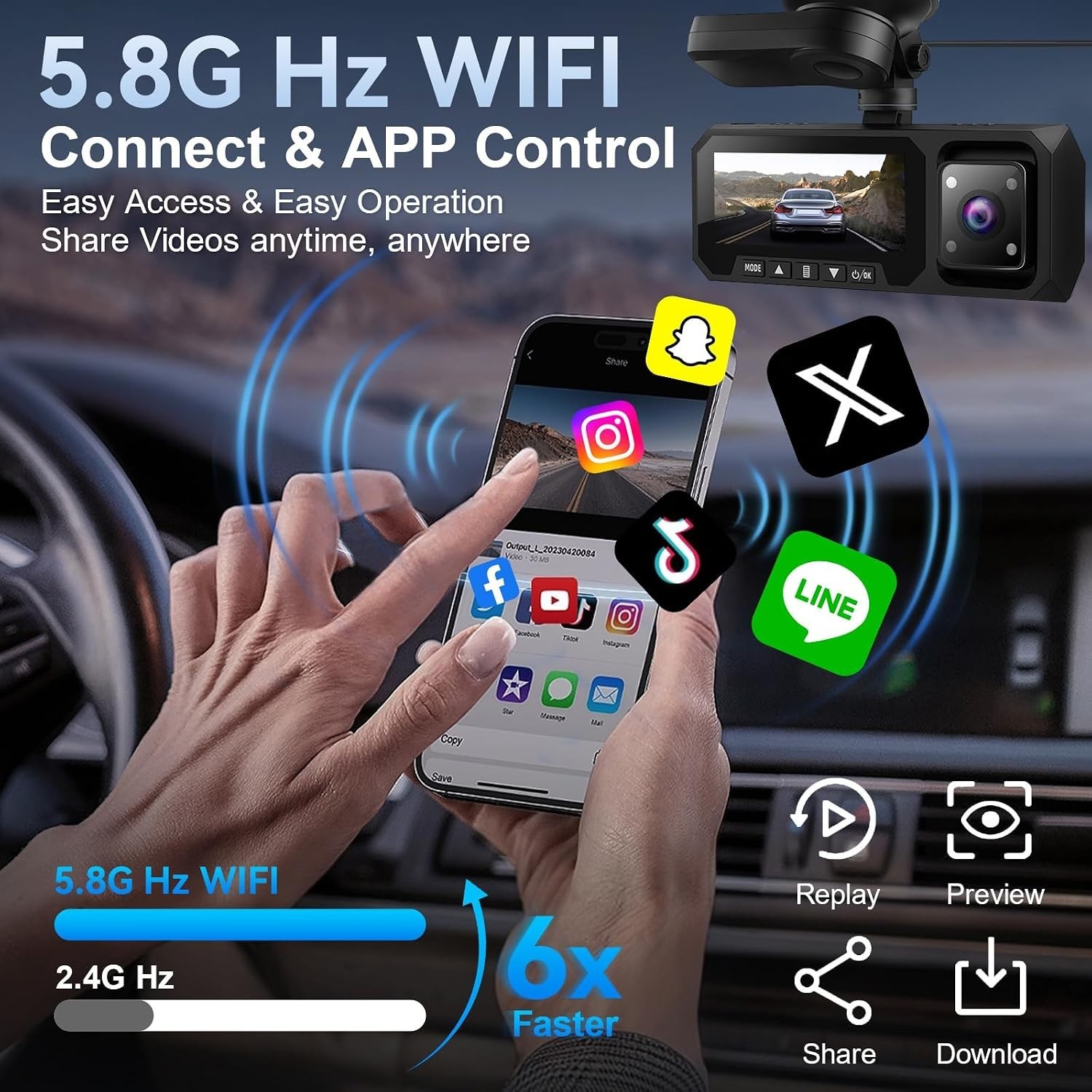 3 Channel Dash Cam – 4K Front & 2.5K Rear with Seamless Loop Recording