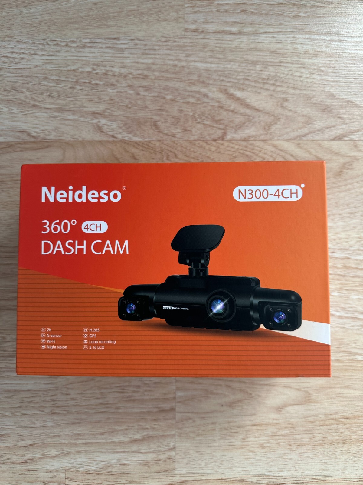 Neideso 4 Channel Dash Cam 360 Degree Black GPS WiFi Night Vision Monitor 64G