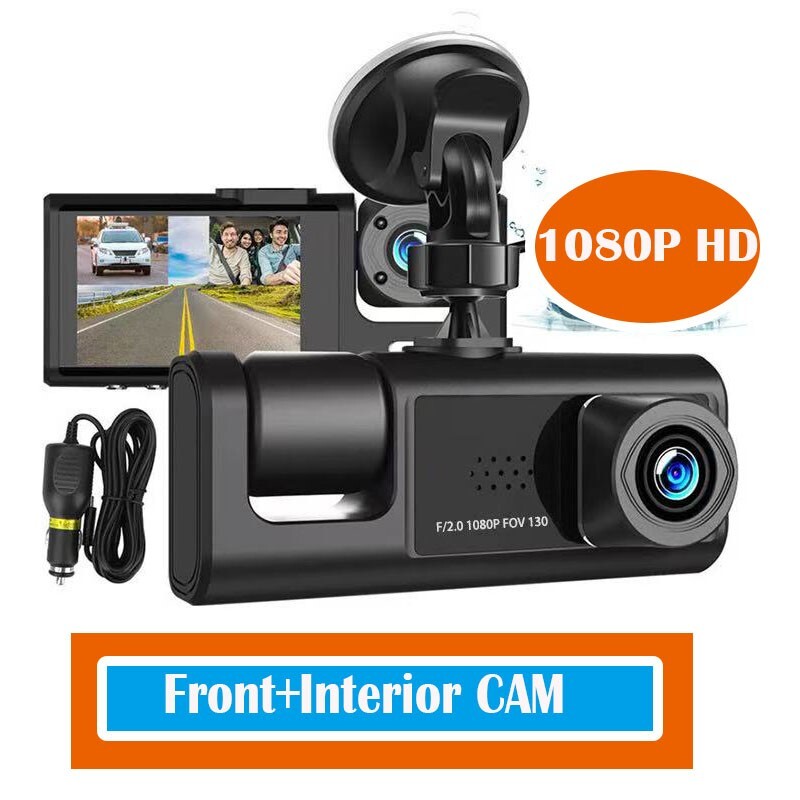 2 Inch 3 Channel 1080P Car Dash Cam – Front and Rear Camera with Night Vision