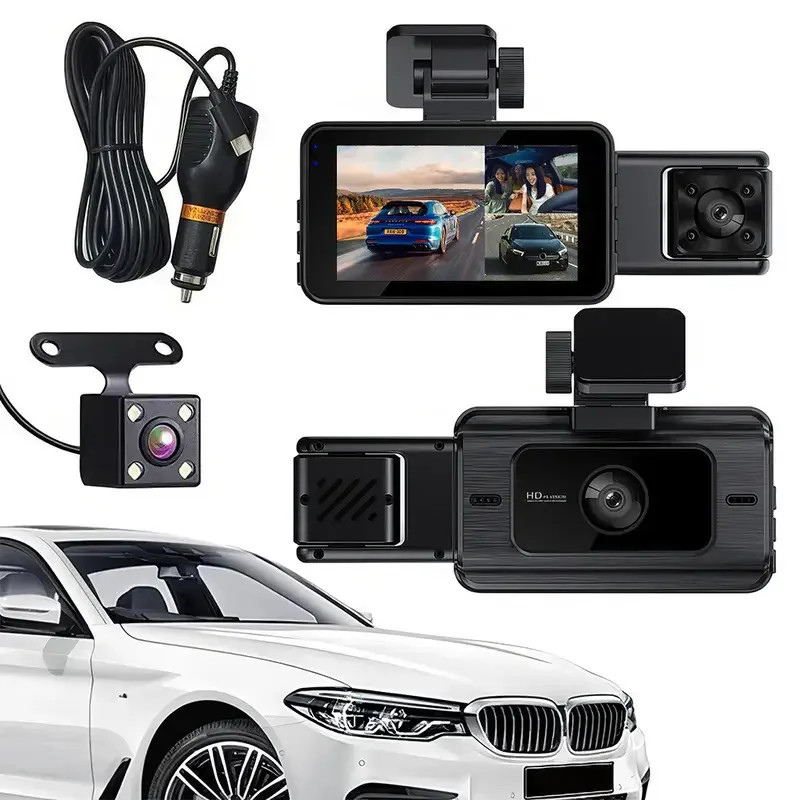 3 Channel WiFi Dash Cam 1080P Front Cabin Rear Camera Parking Monitor G-Sensor