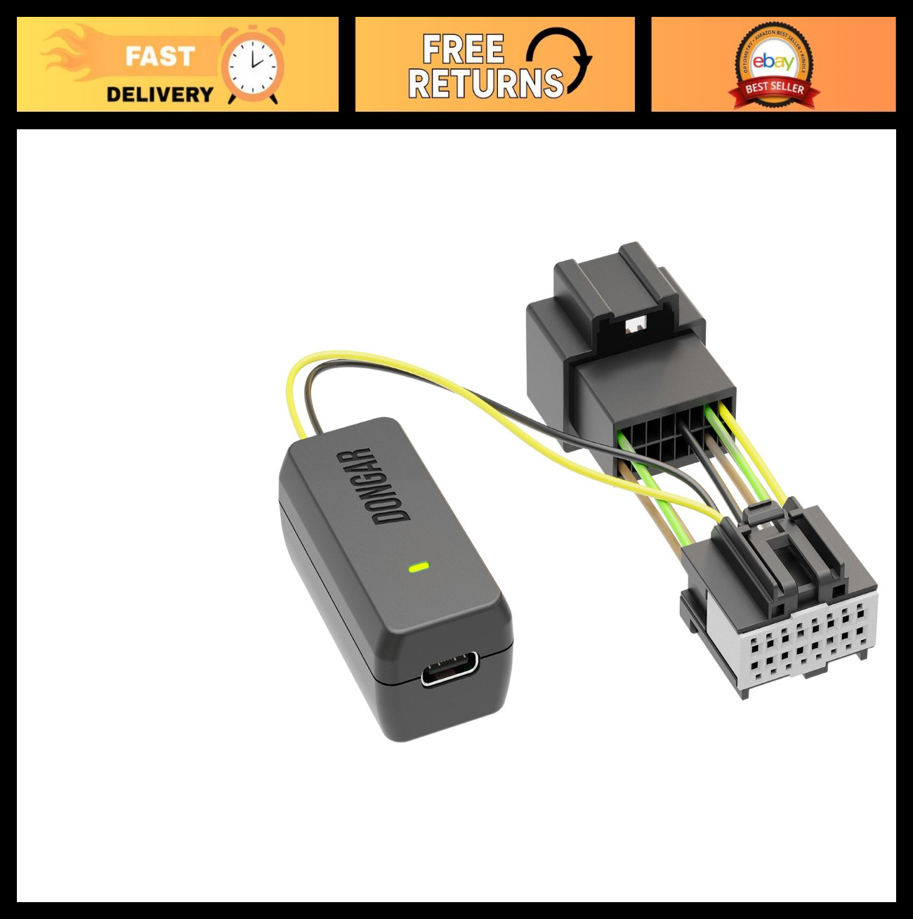 16-Pin Type A Dashcam Power Adapter for Ford Vehicles, USB Connection, Easy Inst