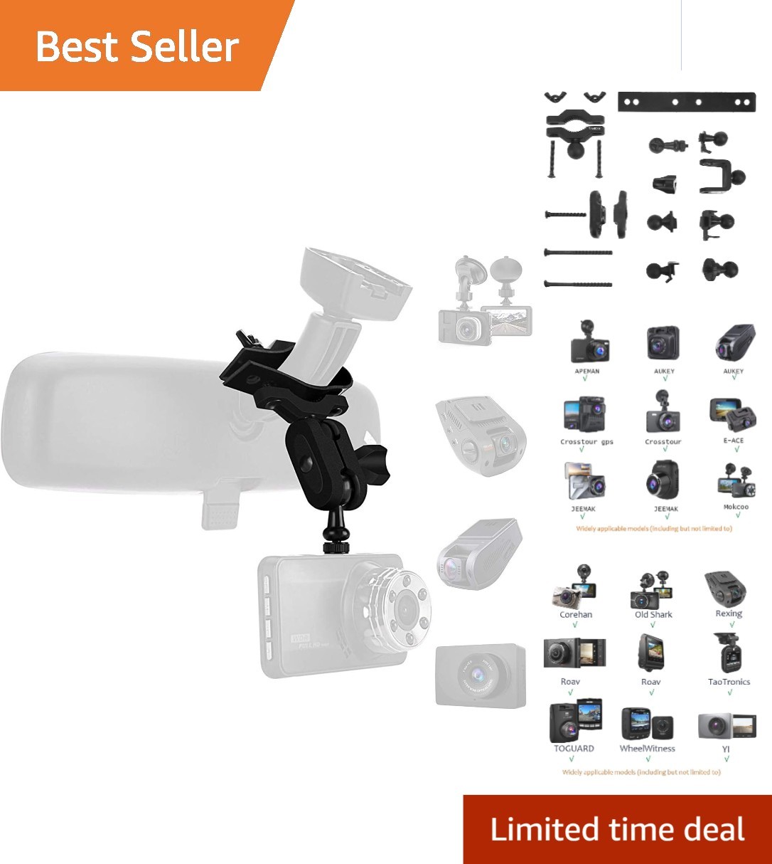 Rotatable Dash Cam Mirror Mount for Optimal Driver Visibility – 360° Adjustments