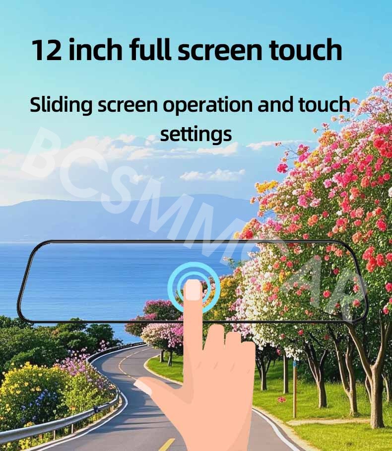 Car Dash Cam Rearview Mirror Video Recorder Touch Screen BSD Blind Spot Monitor