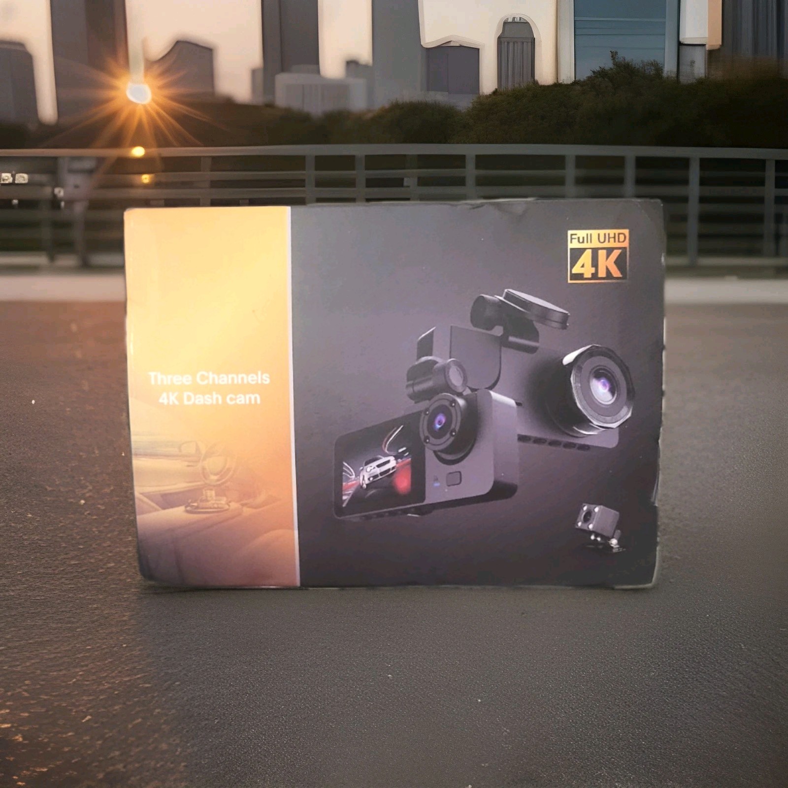 Dash Cam 3-Channel 4K Full UHD Dash Camera for Cars 24-Hour Recording