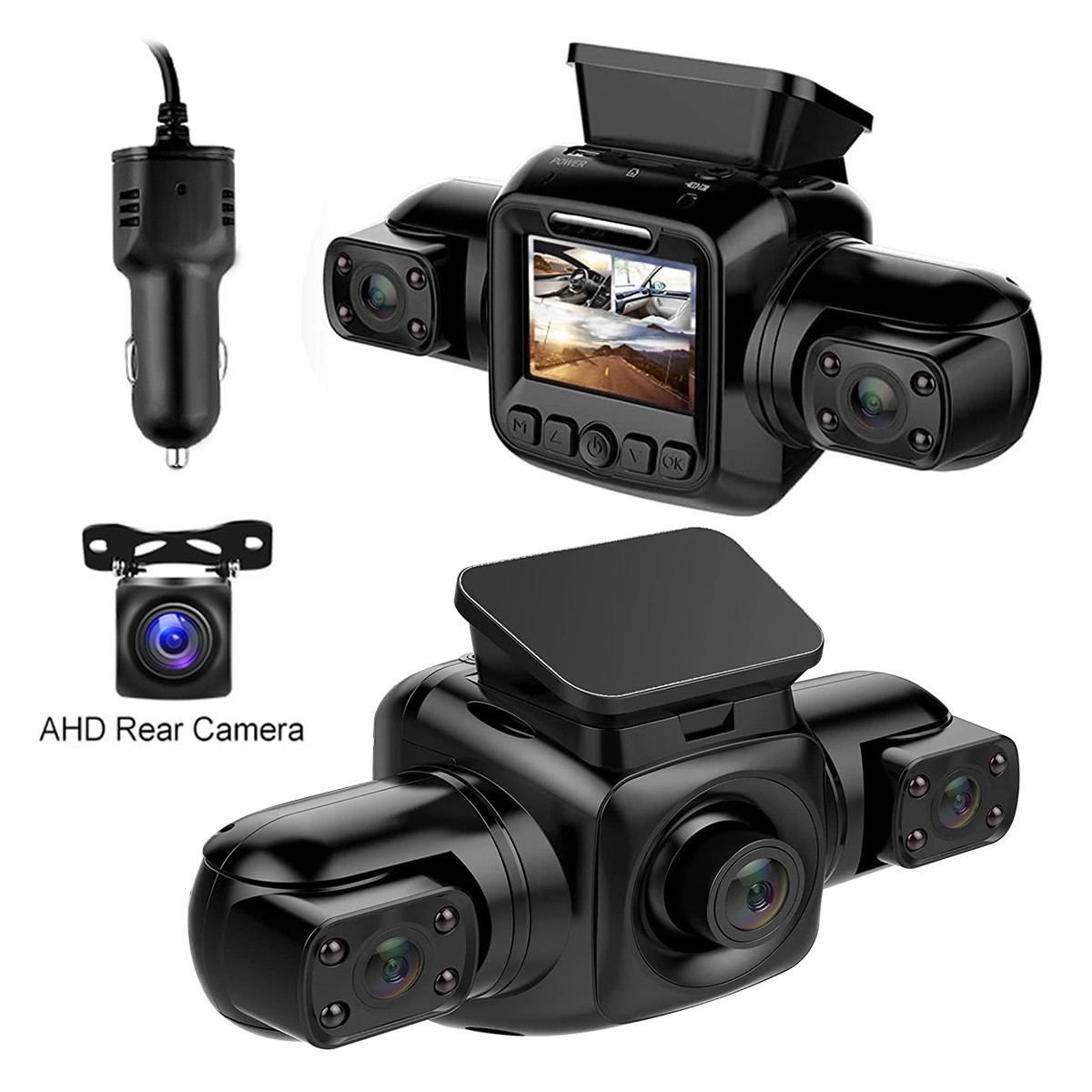 4-Cameras 360° WiFi Dash Cam Recorder GPS Night Vision driving Video Recorder~