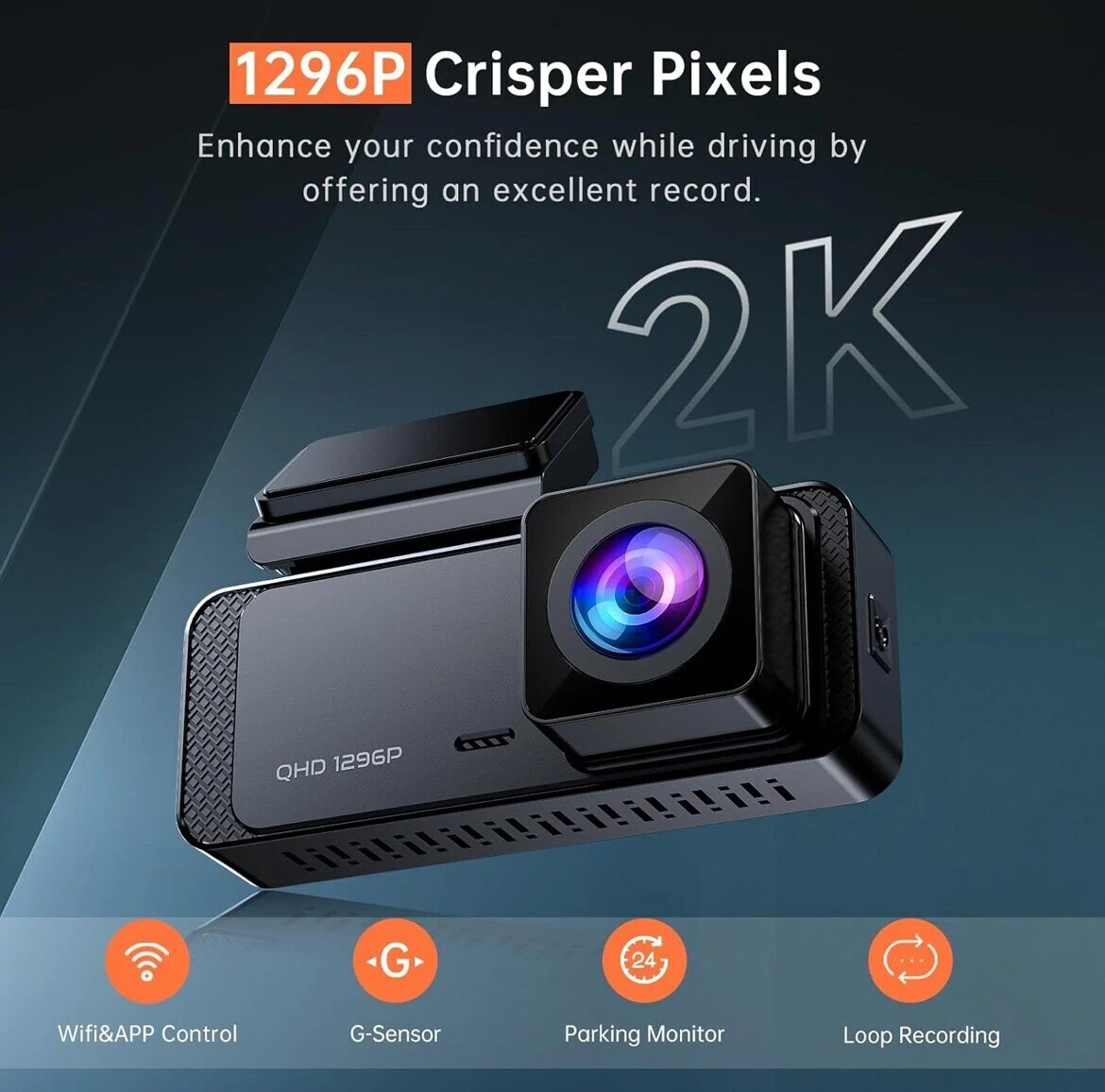 Dash Cam, 1296P Front Dash Cam
