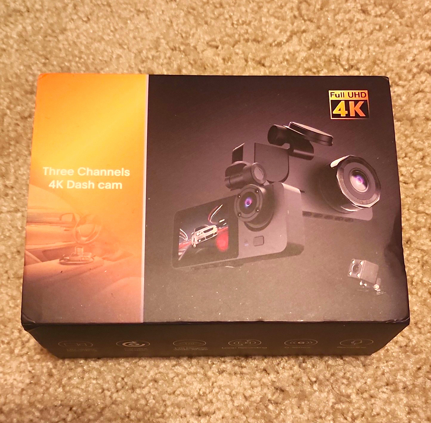 Three Channels 4K Dash cam 170 degree wide angle 20″ display HD loop recording
