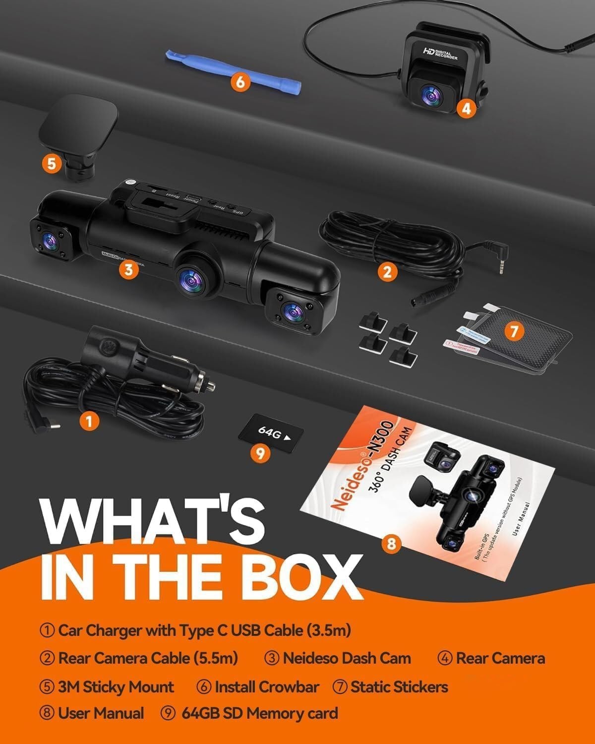 Mejor Camara De Seguridad FHD 1080P Para Carros De 360° Cámara De 4 Canales