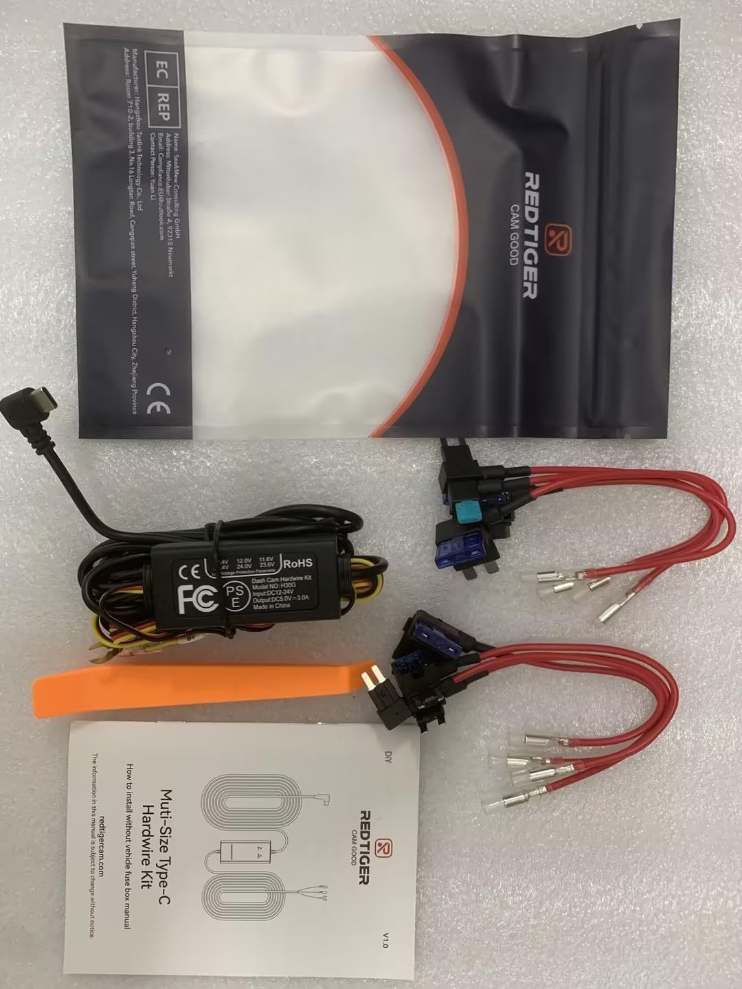 Universal 24H Parking Monitoring Hardwire Kit with Dual Indicator & USB-C Power