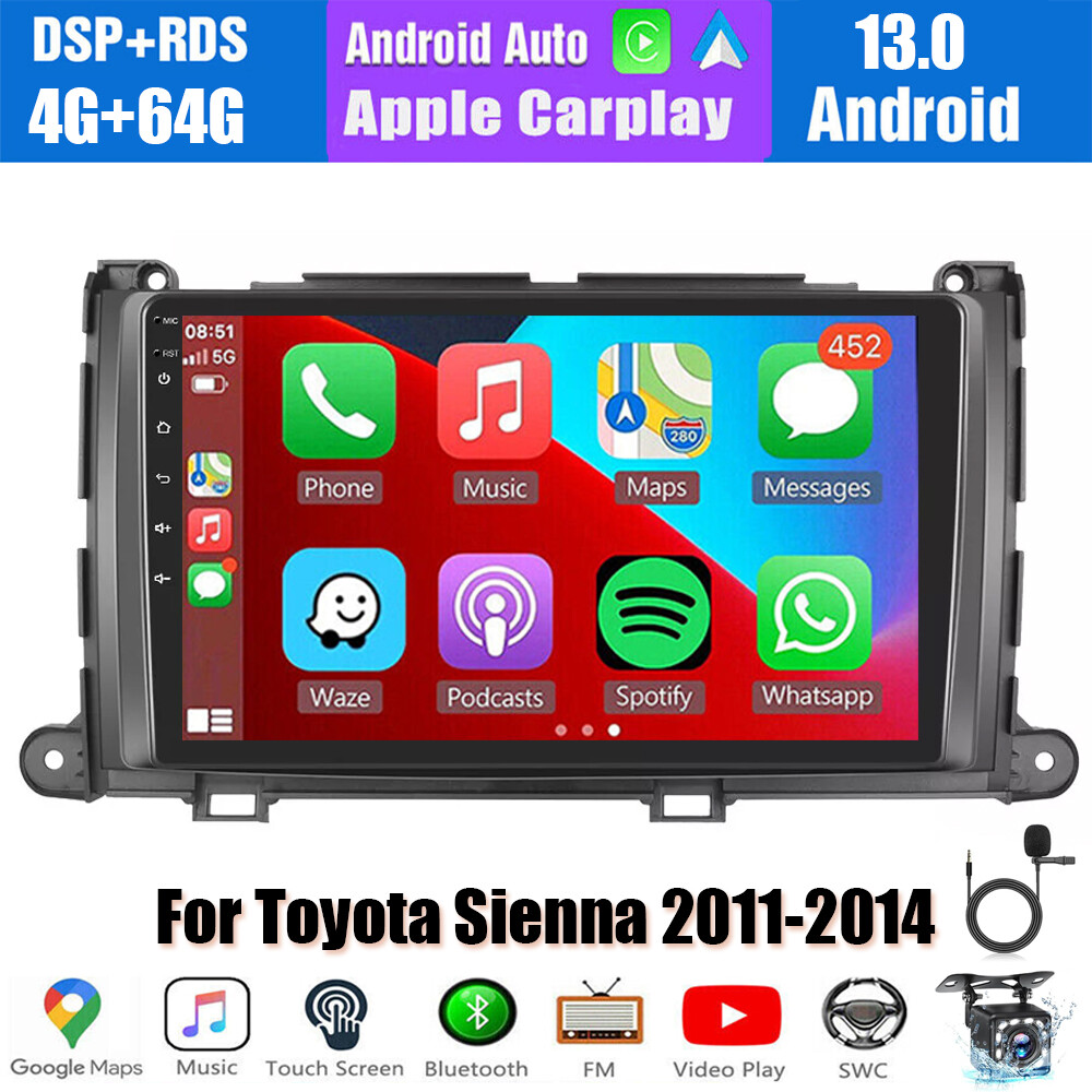 64GB For Toyota Sienna 2011-2014 Android 13 Car Stereo Radio Wifi BT GPS CarPlay