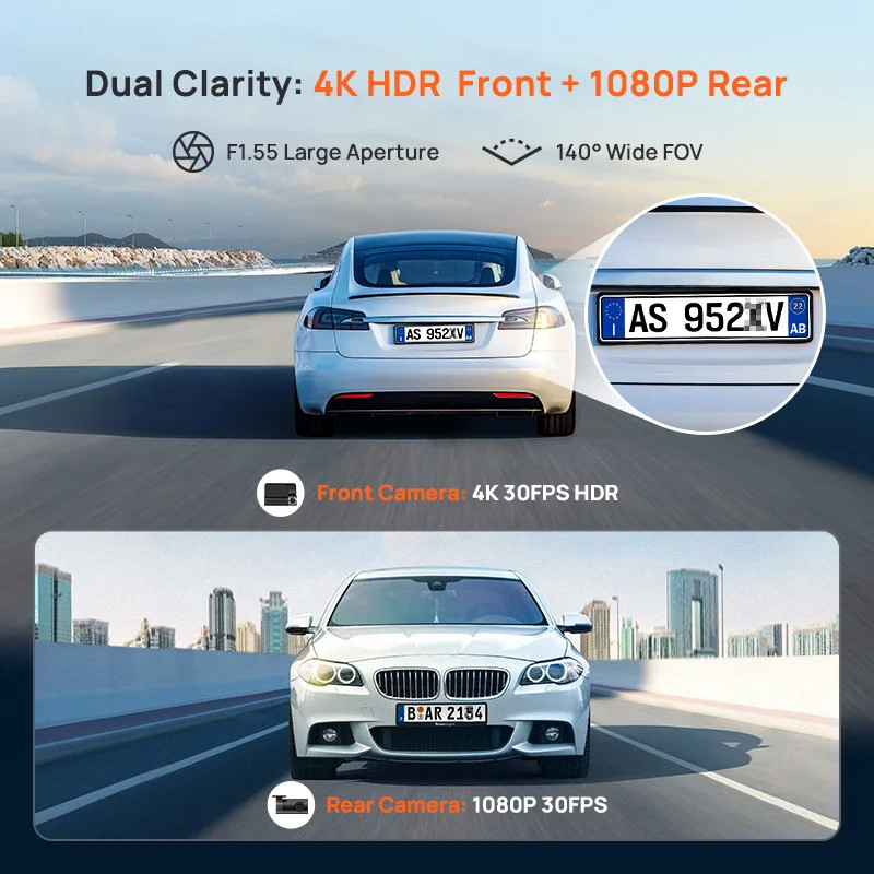 70mai A800SE 4K Dash Cam Dual-Channel WiFi 6 GPS HDR Supercapacitor