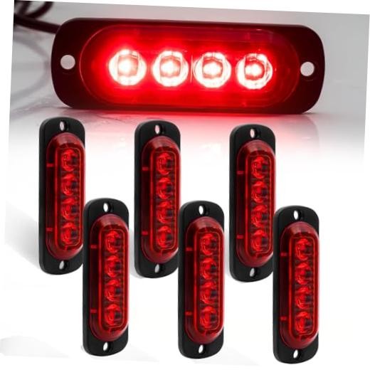 Oval Marker Lights,12V 24V 3” Side Marker Clearance Lights Aluminum Red